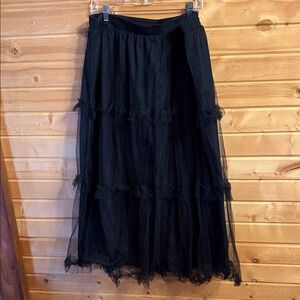 Torrid Nightfall Black ruffled tulle Maxi Skirt